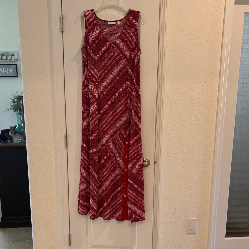 Susan Graver Red, black, tan  Maxi Dress